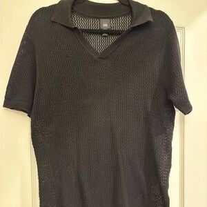 River Island Black Textured V-Neck Top